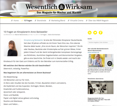 10 Fragen an Kinoplanerin Anne Batisweiler